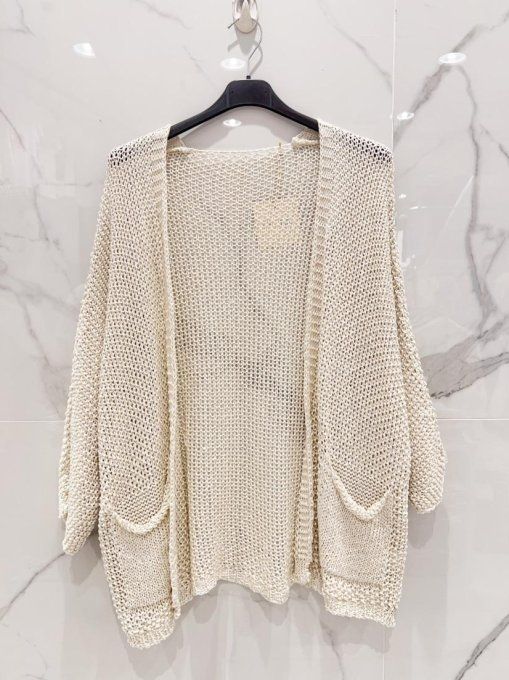Gilet filet écru pu blanc taille unique jusqu'au 44 