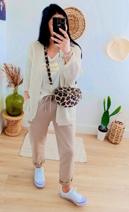 Gilet filet écru pu blanc taille unique jusqu'au 44 
