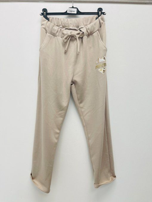 Pantalon jogging beige inscription Min Min beige 