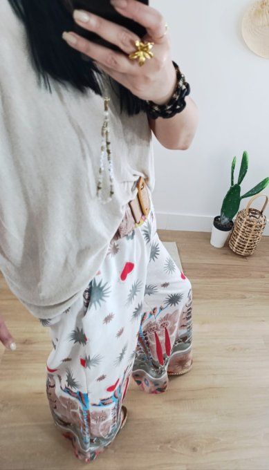 Pantalon tendance imprimé et sa ceinture avec Lin  t.u jusqu'au petit 42