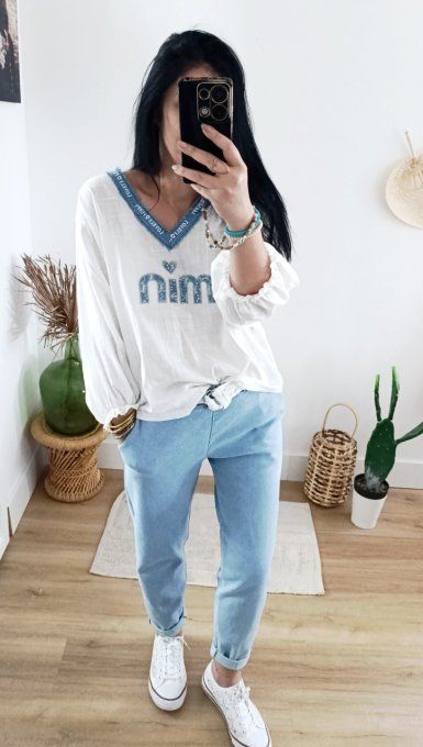 Pantalon coupe Jog en jean véritable t.u 34 36 38 40