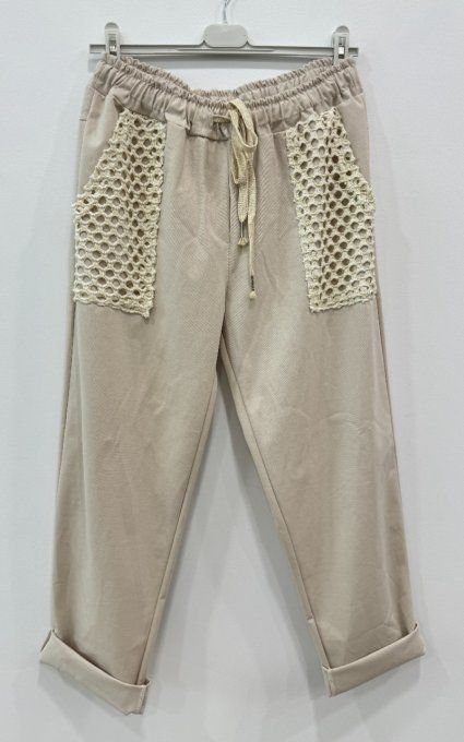 Pantalon magique beige poches filets jusqu'au 44  t.u
