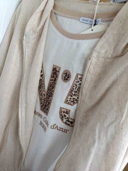 Veste à capuche zipée en Lin avec du doré t.u jusqu'au 42 