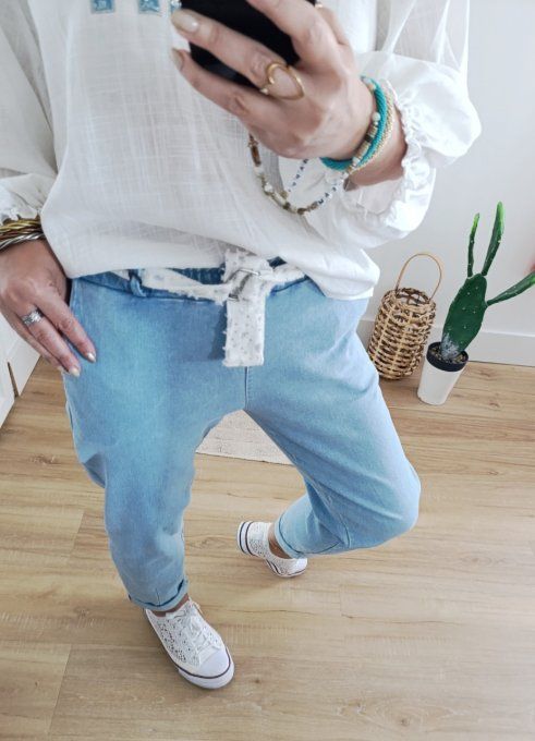 Pantalon coupe Jog en jean véritable t.u 34 36 38 40