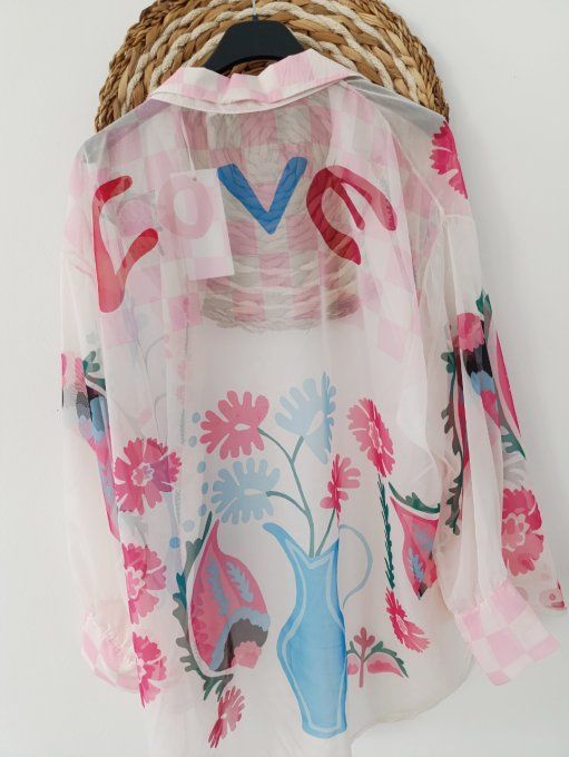 Chemisier imprimé tendance transparent jusqu'au 44