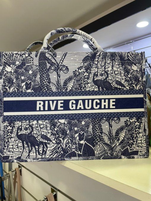 Sac inscription Rive gauche motif toile de Jouy -Divers coloris 