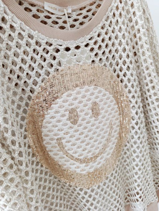 Sweat Smiley filet taille unique jusqu'au 42 petit 44