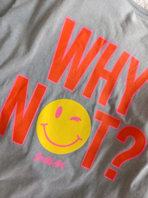 Tee shirt Smiley gris clair delavé t.u jusqu'au 40