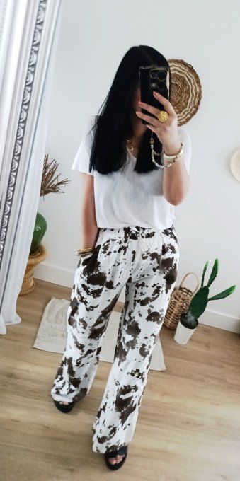 Pantalon fluide et souple motif vache jusqu'au 44 t.u