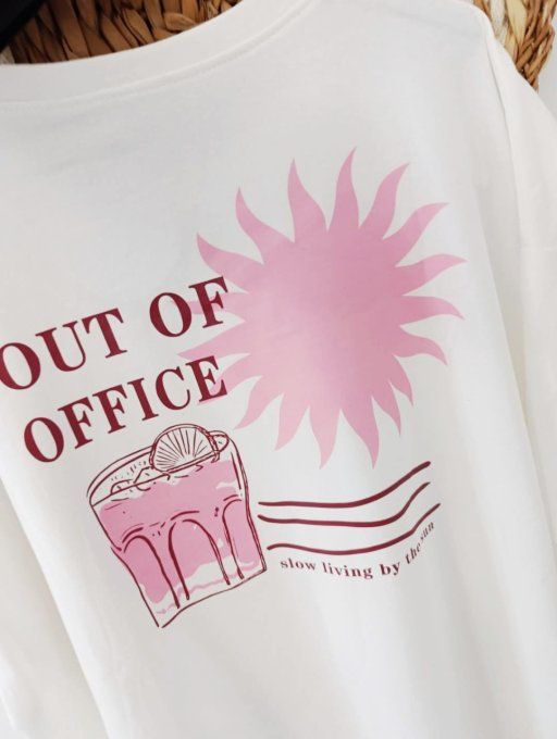 Tee shirt blanc Out of office  t.u jusqu'au petit 44