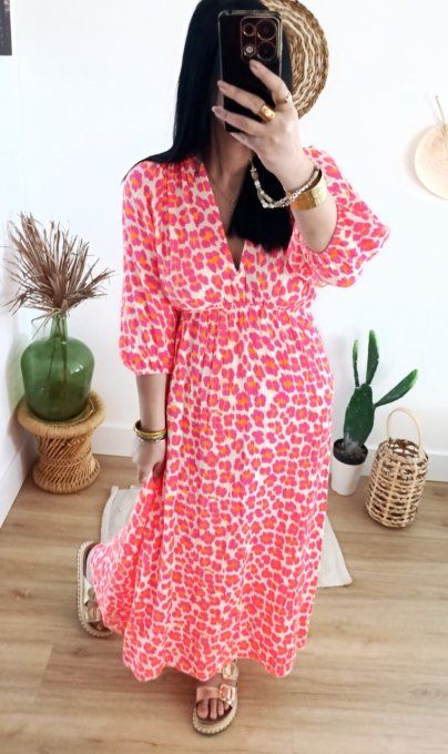Robe longue gaze de coton avec lien a nouer au dos 