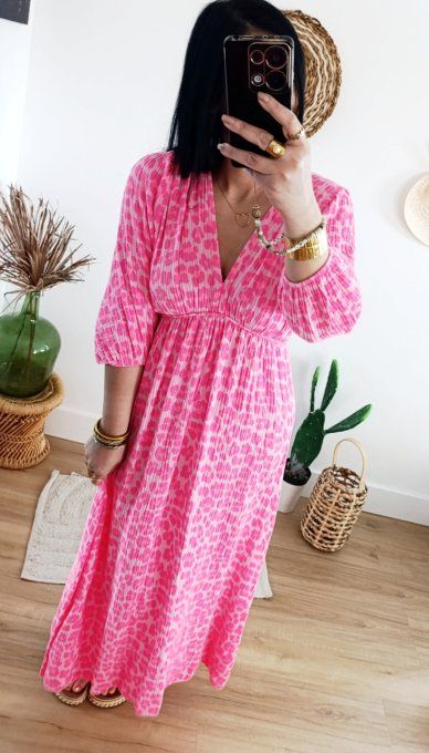 Robe longue gaze de coton avec lien a nouer au dos 