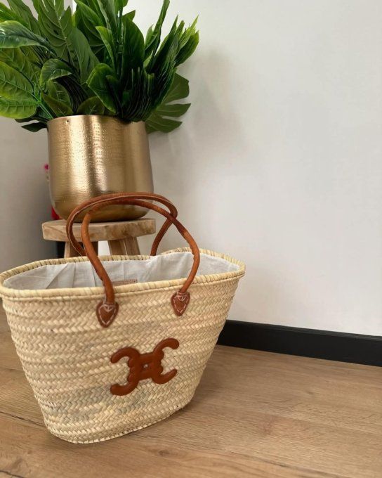 Grand sac en paille Line double C , Fabrication artisanale  