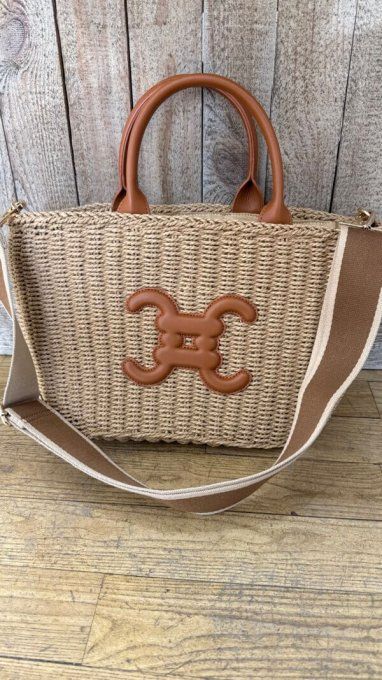 Sac à main panier double C Line , logo camel