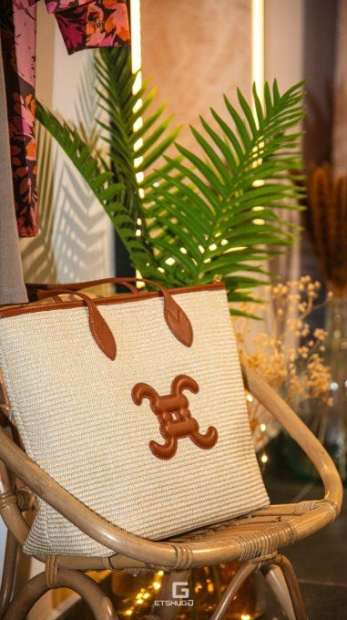 Sac logo C en raphia logo camel 