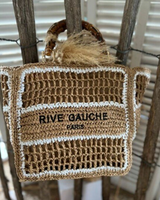 Sac estival inscription rive gauche petit format  inscription - noir ou blanc 