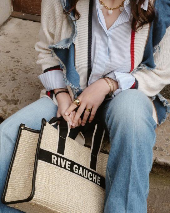 Sac dupe inscription Rive gauche camel ou noir 