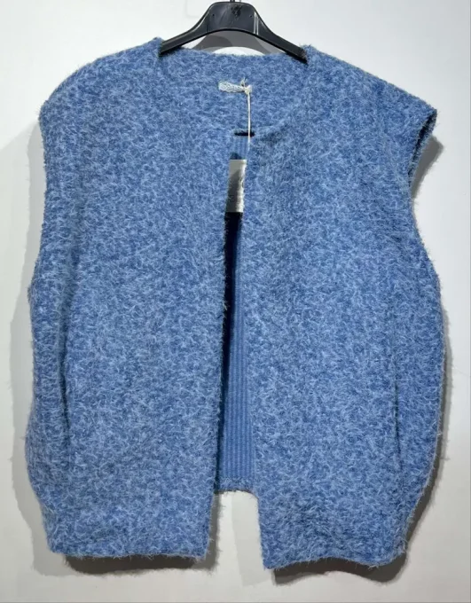 Gilet sans manches effet laine bouillie Bleu