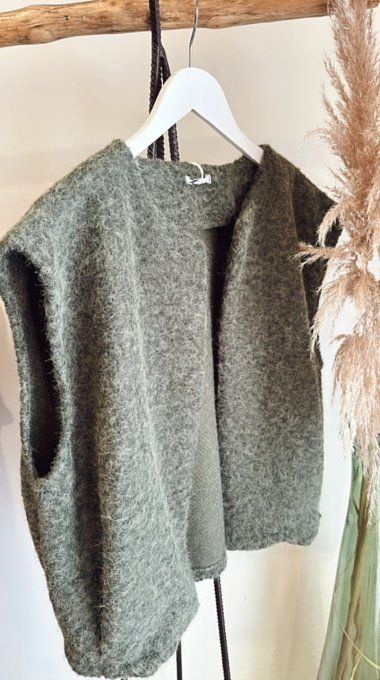 Gilet sans manches effet laine bouillie Gris