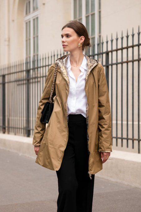 Laura Jo - Parka reversible camel et imprimé bronze animal - Taille S au XL