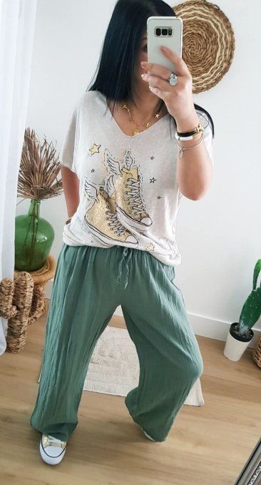 Top en coton baskets kaki ou beige - t.u jusqu'au 46