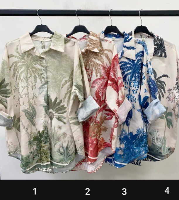 Belle chemise en Lin à l'imprimé tropical - T.U jusqu'au 42 
