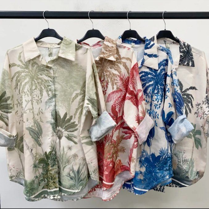 Belle chemise en Lin à l'imprimé tropical - T.U jusqu'au 42 