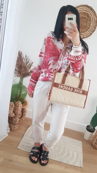 Belle chemise en Lin à l'imprimé tropical - T.U jusqu'au 42 