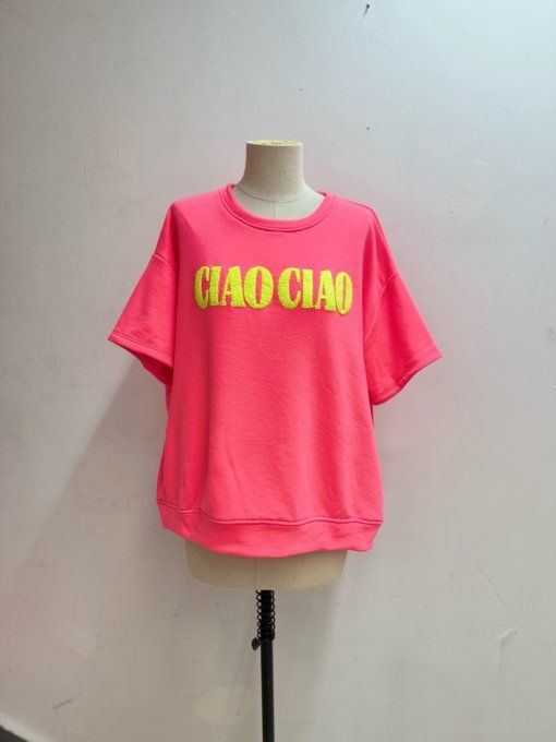 Sweat manches courtes inscription Ciao Ciao
