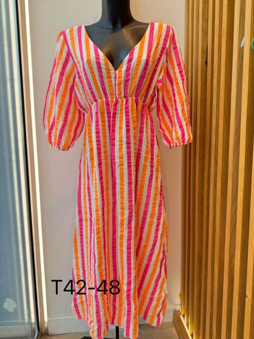 Robe longue rayée colorée 36/42 ou 44/48 
