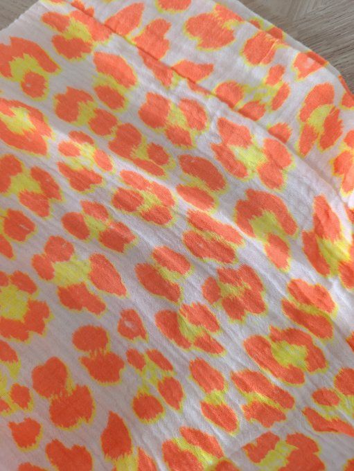 Sublime robe gaze de coton. Imprimé léopard fluo jusqu'au 46 t.u