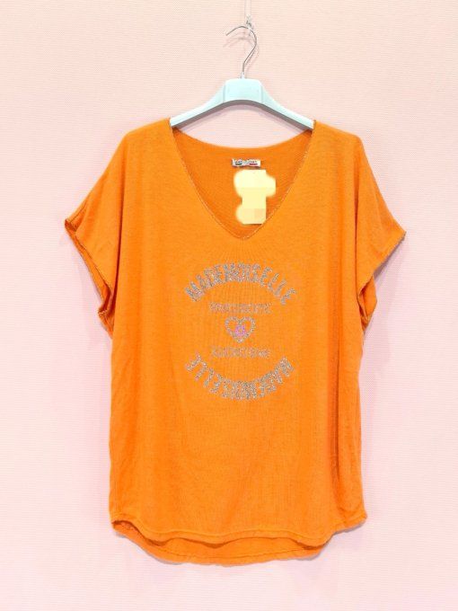 Top inscription mademoiselle rive droite, 4 coloris,  t.u jusqu'au 46 