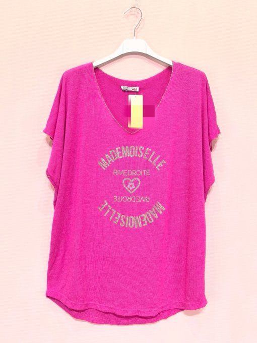 Top inscription mademoiselle rive droite, 4 coloris,  t.u jusqu'au 46 