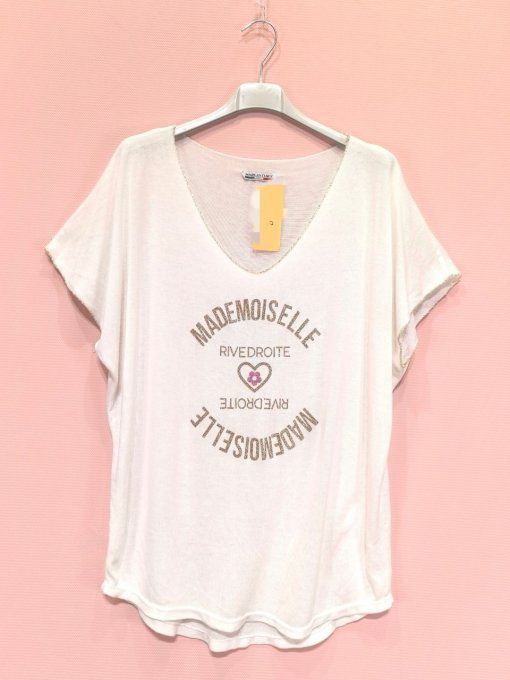 Top inscription mademoiselle rive droite, 4 coloris,  t.u jusqu'au 46 