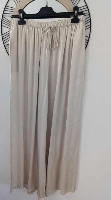 Pantalon fluide beige 30 % SOIE effet légèrement soyeux t.u jusqu'au 44
