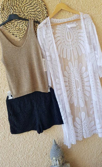 Kimono mi long noir ou blanc  tendance t.u jusqu'au 42 