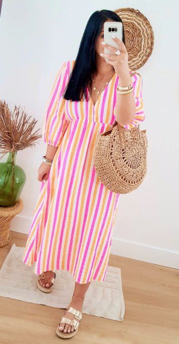 Robe longue rayée colorée 36/42 ou 44/48 