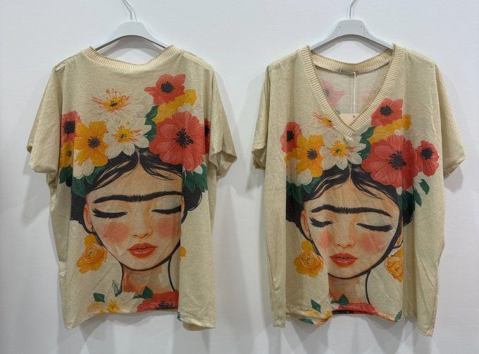 Top imprimé palmier ou Frida , 2 variantes jusqu'au 44