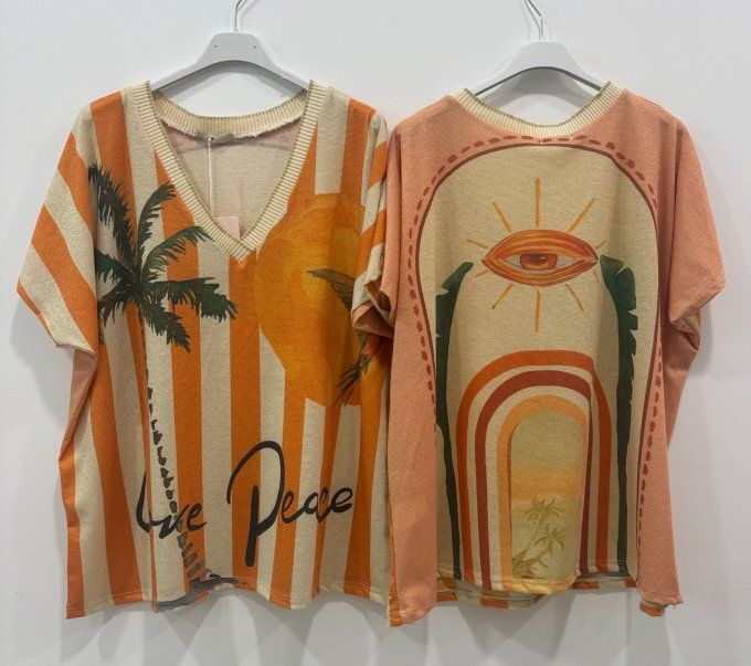 Top imprimé palmier ou Frida , 2 variantes jusqu'au 44