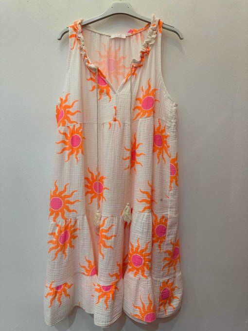 Sublime robe soleils en gaze de coton 2 variantes t.u 36 au 44