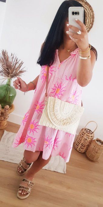 Sublime robe soleils en gaze de coton 2 variantes t.u 36 au 44
