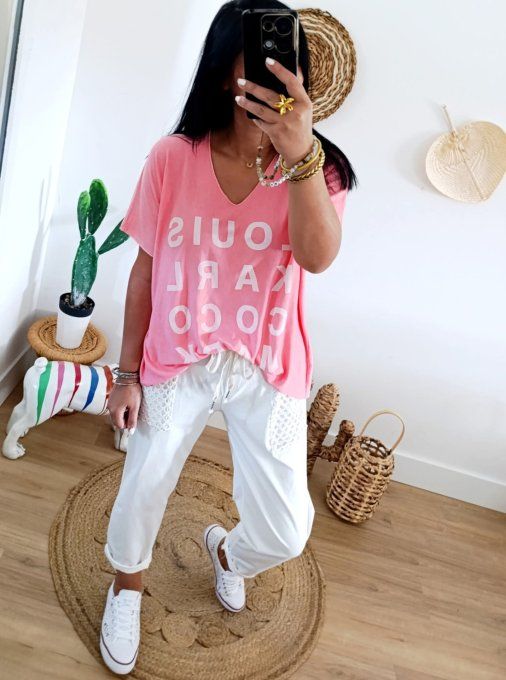 Top inscription Louis Karl Coco Mark oversize jusqu'au 46 
