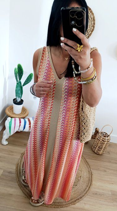 Belle robe lurex orange fuschia 36 au 42