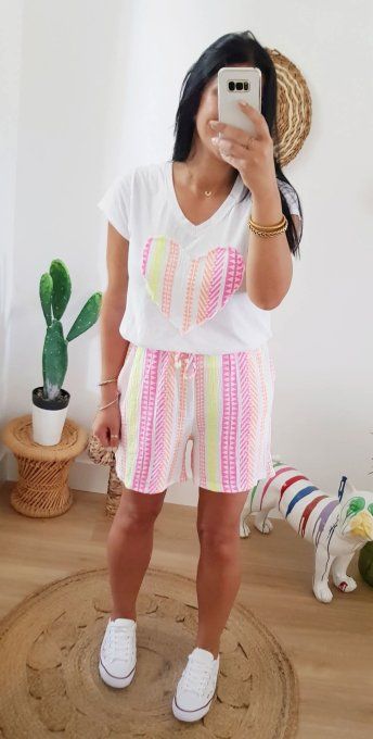 Tee shirt coeur coloré t.u 34 au 40