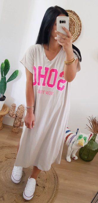 Robe tee shirt longue inscription Soho t.u 38 au 46