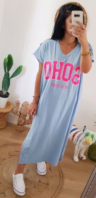 Robe tee shirt longue inscription Soho t.u 38 au 46