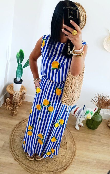 Ensemble citrons ? top et jupe t.u 34/40