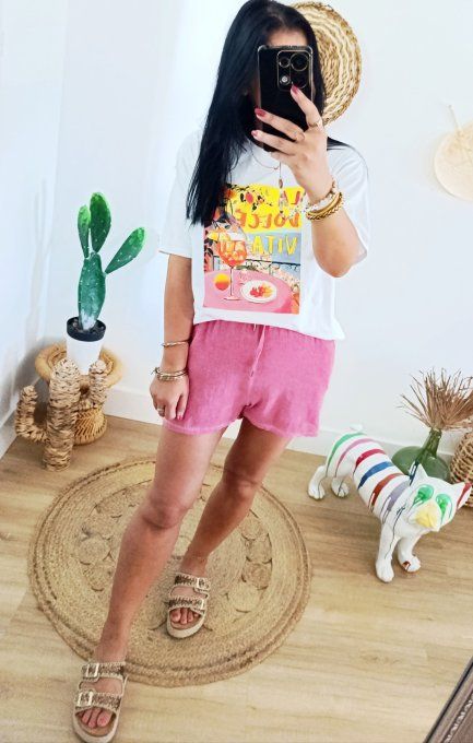 Tee shirt blanc inscription la dolce vita t.u 34/40