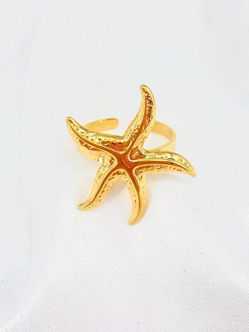 Bague dorée réglable étoile de mer acier inoxydable sans plomb