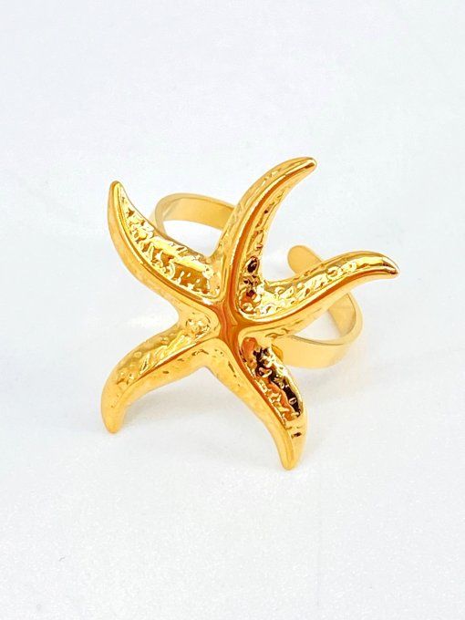 Bague dorée réglable étoile de mer acier inoxydable sans plomb